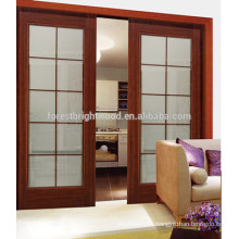 Interior Wooden Glass Double Sliding Door With Window Glass, Kitchen Room Sliding Door